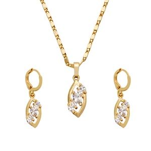 💎18K Gold Plated Crystal Rhinestone Necklace Set
